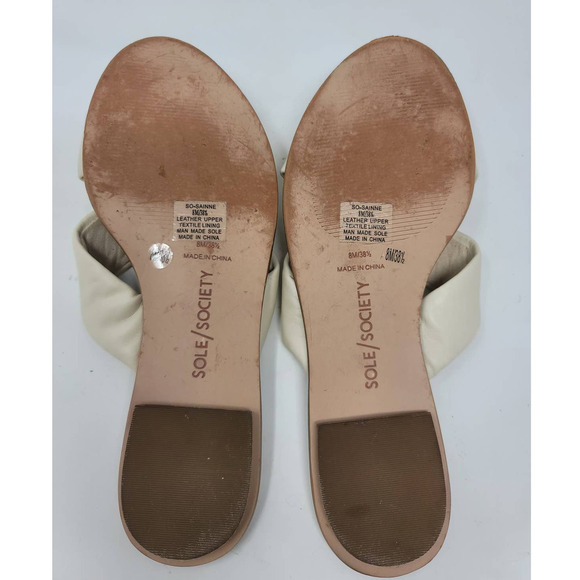 Sole Society Sainne Sandal Size 8M Crisscross Straps Slip On Flat Slides White - Picture 7 of 8